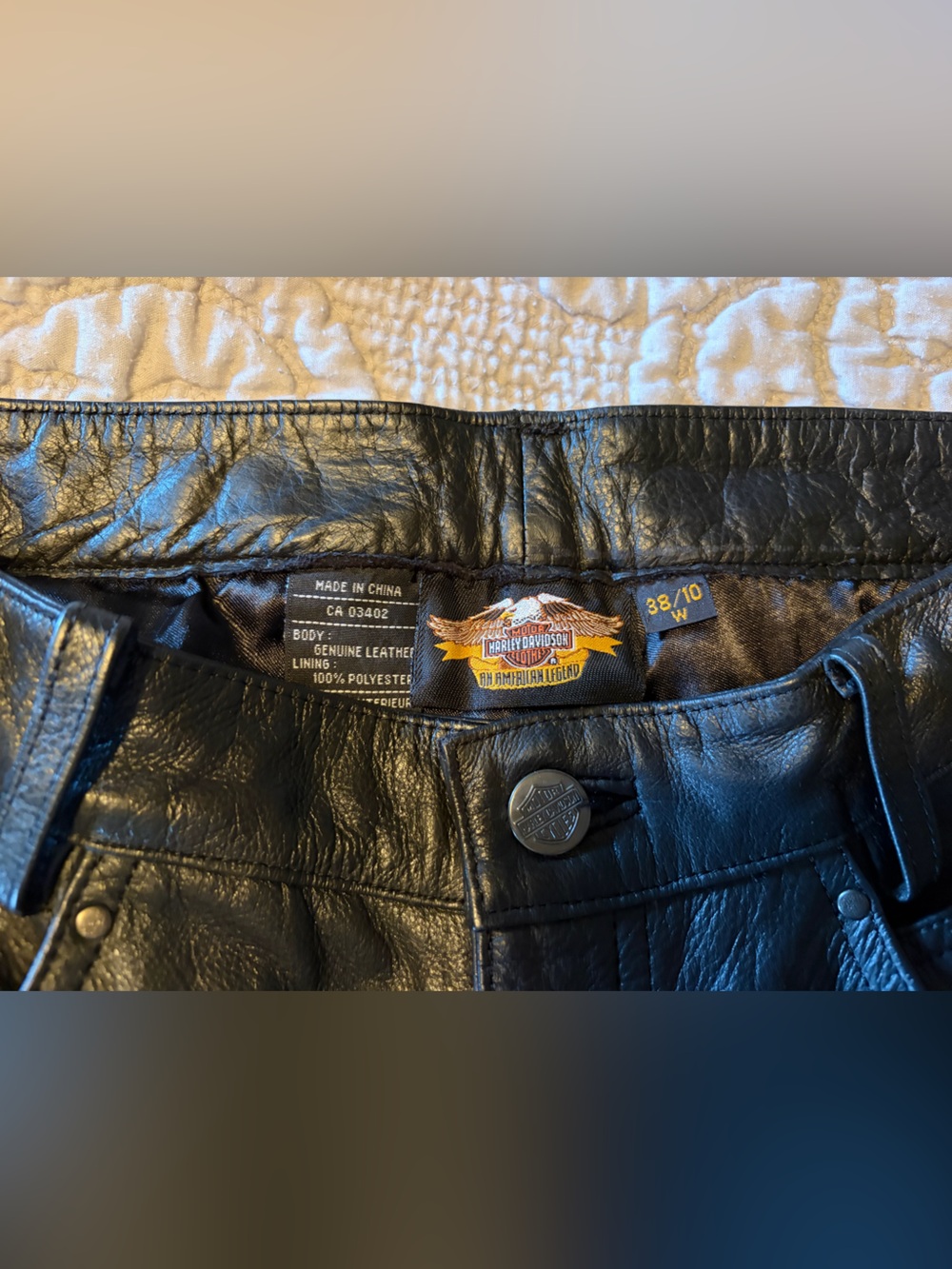 Harley-Davidson Black Leather Boot-Cut Pants